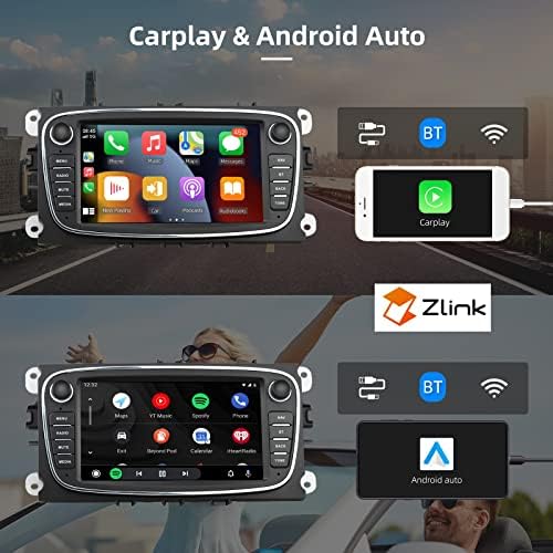 2 + 32G Android 11 Araba Stereo Ford Focus için C-Max S-Max Kuga(2008-2011) Kablosuz Carplay Android Otomatik, 7