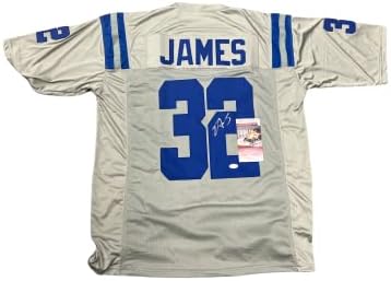 Edgerrin James Indianapolis Colts İmzalı İmza Özel Jersey Gri JSA Tanık Sertifikalı