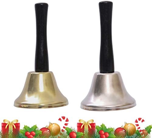 Amosfun 2 Pcs 7.5 cm El Çan Bakır Handbell Kolu ile Okul Çan Çağrı Hizmeti Bells için Ev Restoran Okul Düğün Noel