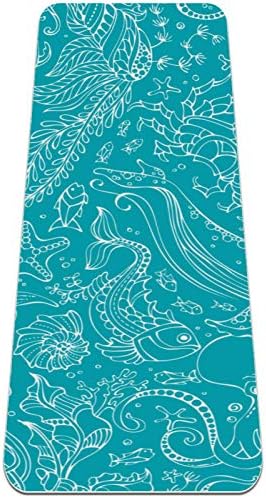 Unicey Kalın Kaymaz Egzersiz ve Fitness 1/4 Yoga mat Okyanus Balina Ahtapot Mavi Kaplumbağa Baskı Yoga Pilates ve