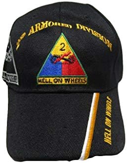 2nd Zırhlı Tümen Cehennem Tekerlekler Gölge Kap ABD Ordusu %100 % Akrilik Lisanslı Siyah İşlemeli Kap Şapka