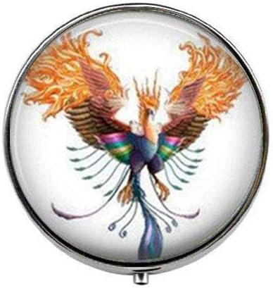 Phoenix Yangın Kuş Küllerinden Yeniden Doğmuş Yeni Başlangıç Yükselen Phoenix-Sanat Fotoğraf Hap Kutusu-Charm Hap