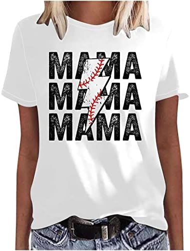 Kadın Rahat Crewneck Kısa Kollu T Gömlek Beyzbol Grafik Tees Gömlek Yaz Üstleri Mektup Baskı O-Boyun Tunik Üstleri