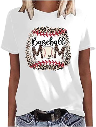 Kadın Rahat Crewneck Kısa Kollu T Gömlek Beyzbol Grafik Tees Gömlek Yaz Üstleri Mektup Baskı O-Boyun Tunik Üstleri