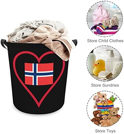 Aşk Norveç Kırmızı Kalp çamaşır sepeti Katlanabilir Uzun Boylu Giysi Sepeti Kolları ile saklama çantası