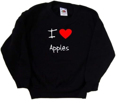 Kalp Elmaları Seviyorum Siyah Çocuk Sweatshirt
