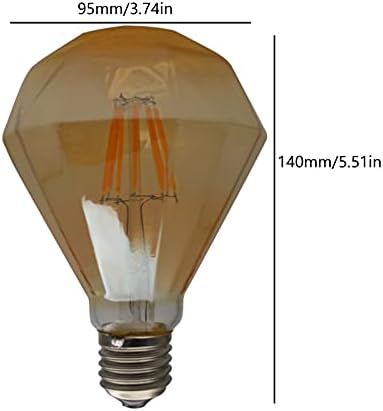 Lxcom aydınlatma 8 W G95 LED Edison ampul E26 Dim Vintage ampuller 80 W eşdeğer sıcak sarı 2300 K elmas şekli Amber