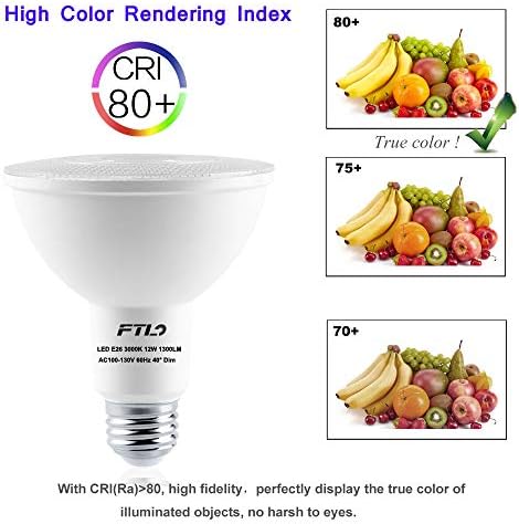 PAR30 LED Ampul 3000 K Sıcak Beyaz Uzun Boyunlu projektör Kısılabilir 12 W 1300lm E26 40 Derece 75 W Halojen Spot