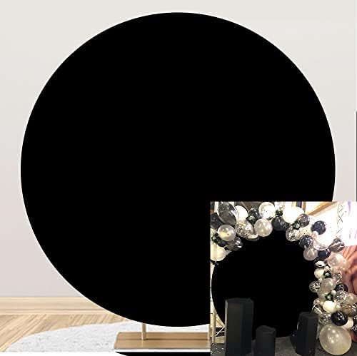 DASHAN Saf Siyah 7.2x7. 2ft Polyester Yuvarlak Zemin Siyah Tema Fotoğraf Arka Plan Yetişkin Erkekler Boy Yıldönümü