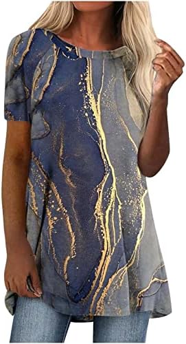 Bayan 2023 Yaz Rahat T-Shirt Yuvarlak Boyun Kısa Kollu Üstleri Baskı Gevşek Rahat Bluz Hafif Sevimli Tees