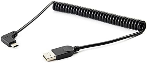 Traovıen Sarmal USB C Kablosu, USB 2.0 A ila 90 Derece USB Tip C 3A Yaylı Şarj Kablosu, Araç Şarj Cihazı Galaxy S8