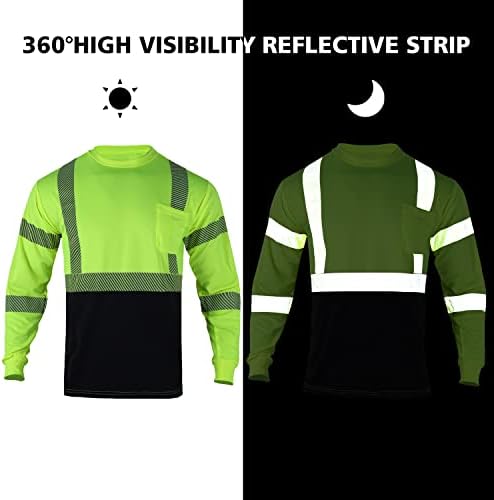 FONIRRA Yüksek Görünürlük Güvenlik Gömlek Erkekler ıçin Yansıtıcı ANSI Sınıf 2 Uzun Kollu Hi Vis Inşaat Işleri T