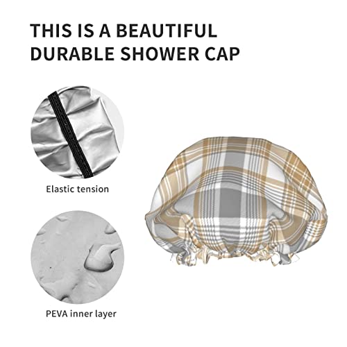 Kadınlar Kullanımlık Streç Hem Saç Şapka Altın Platin Doku Ekose Çift Katmanlar Su Geçirmez Duş Başlığı banyo bonesi