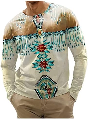 OİOLOYJM Erkek Gömlek 2023 Artı Boyutu Tunik Üstleri Giymek Tayt Kazak Casual Uzun Kollu Baskılı Crewneck Bluz