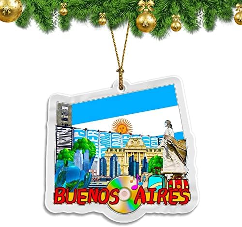 Arjantin Buenos Aires Noel Süs Şeffaf Akrilik Çift Taraflı Ağacı Dekorasyon Kolye Seyahat Hatıra Turist Koleksiyonu