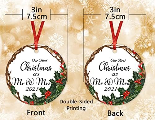 Mr & Mrs Olarak İlk Noel'imiz Noel Süs Düğün Seramik Süs İlk Noel Evli Süs Çiftler için 2021 Yeni Evli Hediyeler