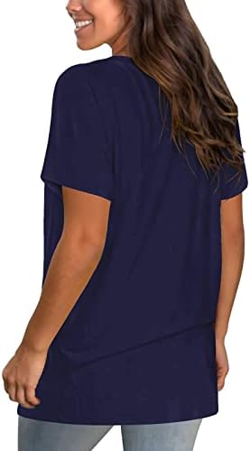 2023 Elbise Pamuk V Boyun Salonu Temel Üst T Shirt Kızlar için Kısa Kollu Bluz Yaz Sonbahar Kadın Cepler ile FN