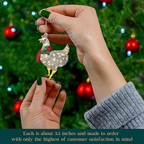 2D Düz Tavuk Noel Eşarp Dekor Süsler, 2021 Yılbaşı Ağacı Süsleme Yeni Yılbaşı Süsleme Aile için Yaratıcı Hediyeler