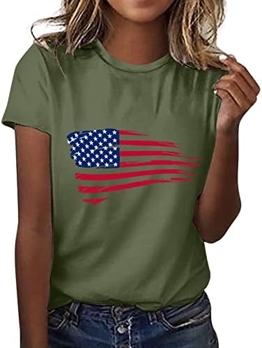 Uzun Kollu Kadın Gömlek Bağımsızlık Günü Gömlek Kadın Grafik T Shirt Kadın Üst Crewneck Kısa Kollu