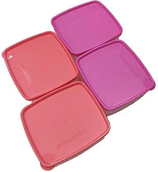 Buzdolabı için Tupin Tupperware Cool n Taze Plastik Kap Seti, 450ml (4'lü Set) (Çok Renkli