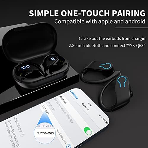 Kablosuz Kulaklık Bluetooth 5.3 Kulaklık 120Hrs Çalma Süresi Kablosuz Şarj Kılıf Dijital LED Ekran Kulak Kancası