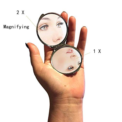 Kompakt Ayna Yuvarlak Kompakt Ayna Çift taraflı, Kabarık Kar Bıyıkları Kış Kedi ayna Erkekler / Kadınlar için, 1