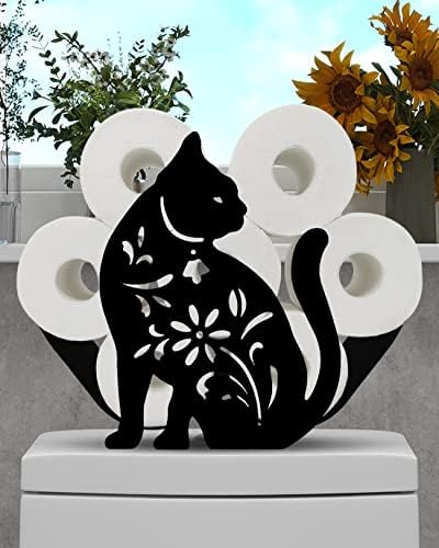 Sevimli Kedi rulo kağıt havlu tutucu Standı Dekoratif, Metal Hayvan Dekor Banyo 8 Rolls tuvalet kağıdı Depolama,