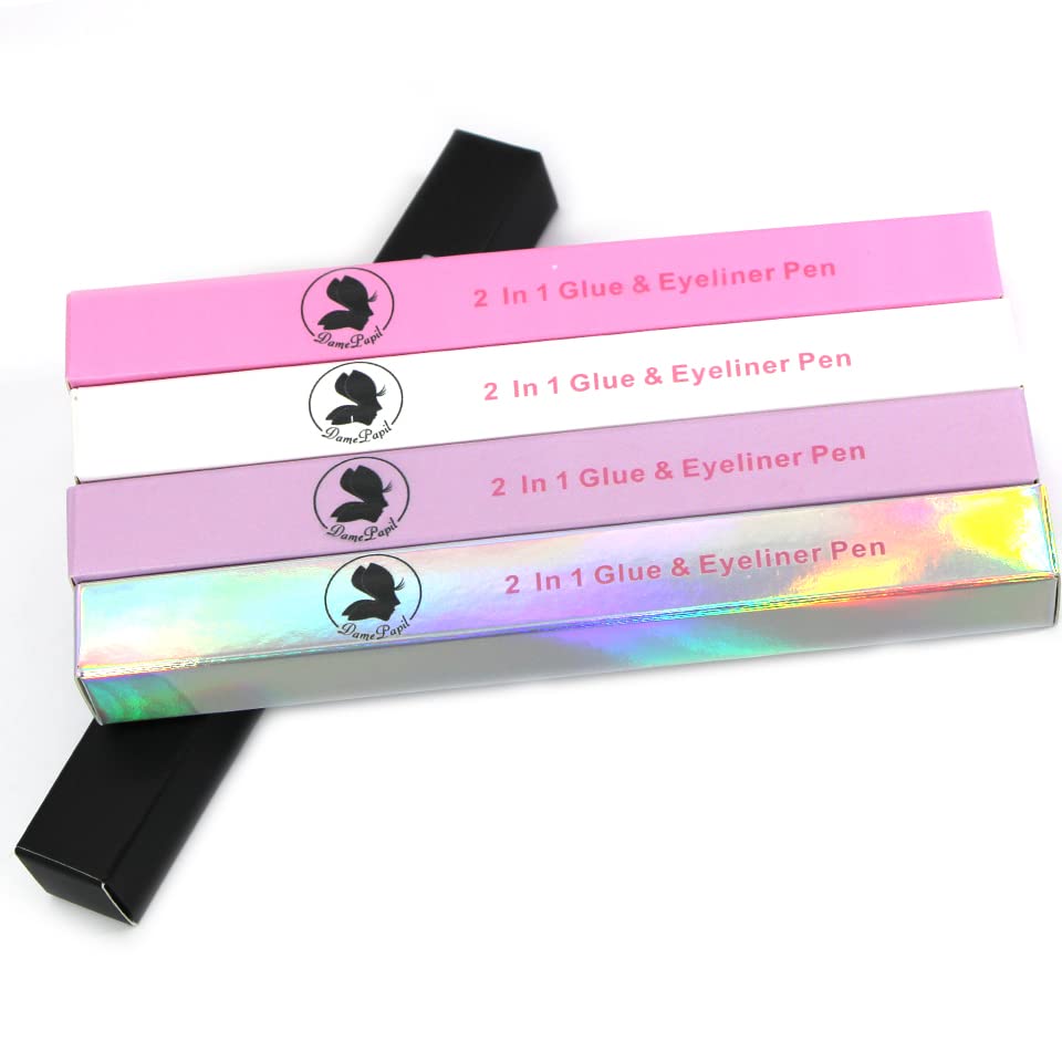 Etiket Boş Kağıt ambalaj kutusu Sıvı Eyeliner Makyaj Siyah Su Geçirmez Kirpik Tutkal Beyaz / Pembe, E10, 20 Adet