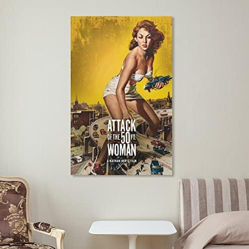 Tuval Baskı Film Afişleri Saldırı 50 Ft Kadın Posteri Tuval Boyama Posterler Ve Baskılar Duvar Sanatı Resimleri ıçin