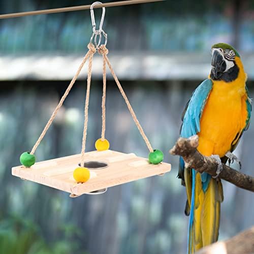 YARNOW Açık Oyuncaklar Ahşap Kuş Besleyici Asılı Papağan Ahşap Platform Kuş Asılı su kasesi Muhabbet kuşları için