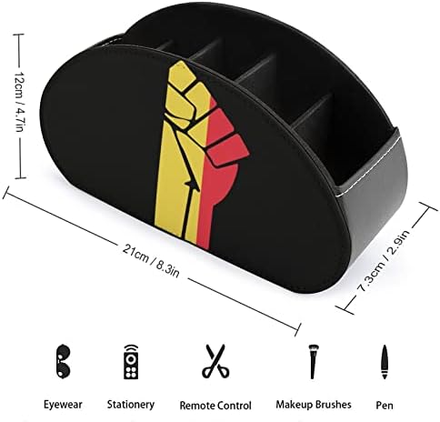 Belçika Bayrağı Dayanıklı Deri Uzaktan Kumanda Tutucu 5 Bölmeli Ofis saklama kutusu Masaüstü Tepsisi
