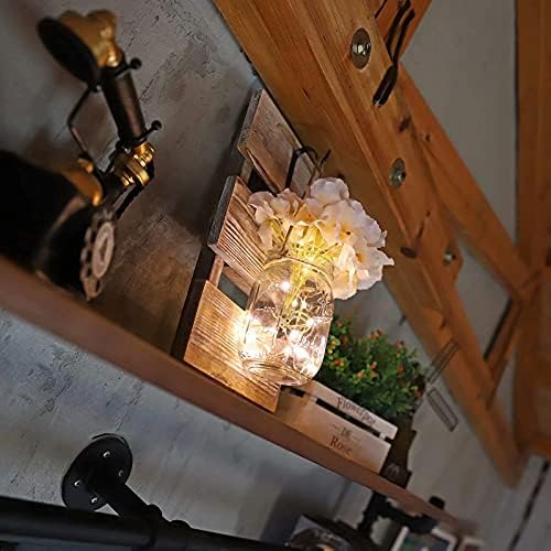 Rustik Mason kavanoz duvar aplikleri Vintage 6-Hour zamanlayıcı ile LED ve çiçekler peri ışıkları dekor oturma odası