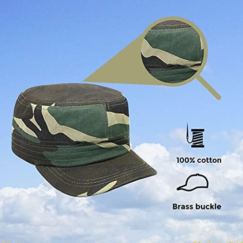 Erkekler için StashCart Ordu Şapka – Ayarlanabilir Askeri Şapka, Camo Harbiyeli Kap, Pamuk Castro Şapka
