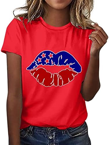 Kadın Gömlek Bağımsızlık Günü Gömlek Kadın Grafik T Shirt Kadın Üst Crewneck Casual Bayan Üstleri Kısa