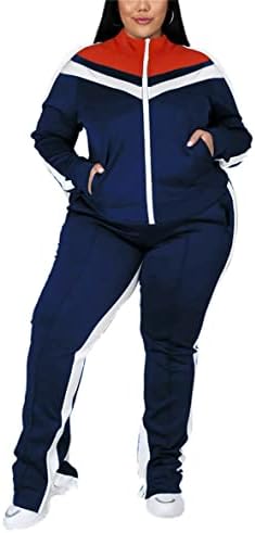 FcuteL Eşofman Kadınlar için Cuasal Artı Boyutu Fermuar Şerit Ceketler Uzun Pantolon Eşofman Setleri koşu elbisesi