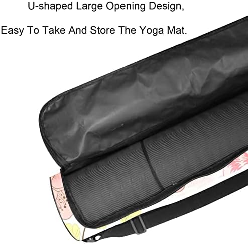 Unisex Yoga Mat Çantası, egzersiz yoga matı Taşıyıcı Ayarlanabilir Omuz Askısı ile Retro Pembe Flamingo Çiçek