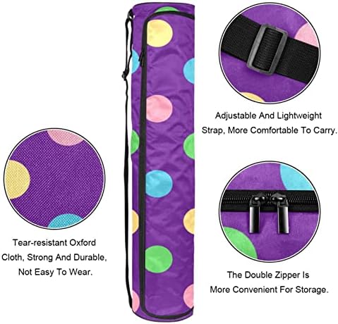 RATGDN Yoga Mat Çantası, Sevimli Renkli Polka Dot Egzersiz Yoga matı Taşıyıcı Tam Zip Yoga Mat Taşıma Çantası Ayarlanabilir