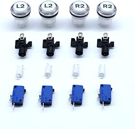 Arcity 4 adet / grup 30mm Arcade LED Butonlar Işıklı 12 V Yaktı L2 L2 R2 R2 Desen Mikro Anahtarı ile atari makinesi