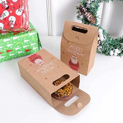 NUOBESTY Çerez hediye keseleri 12 pcs Noel Şeker Çanta Karikatür Kılıfı Kraft Hediye Çanta için Noel Tatil Parti
