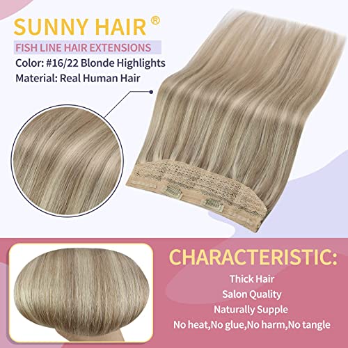 Güneşli 2 paket Toplam 160g Balıkçılık Tel saç ekleme Paketi At Kuyruğu saç ekleme Remy Saç 16 inç Kül Sarışın Vurgulamak