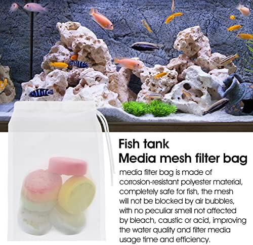 Molain Akvaryum Filtre Torbaları, 9x5 İnç Balık Tankı Medya Örgü Filtre Torbası Balık Tankı Biyo Topları için Plastik