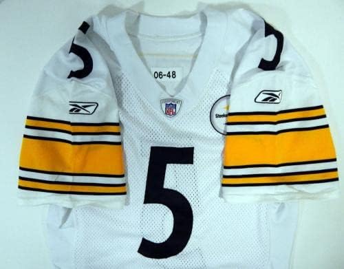 2006 Pittsburgh Steelers Pıotr Çek 5 Oyunu Verilen Beyaz Forma 48 DP21138 - İmzasız NFL Oyunu Kullanılmış Formalar