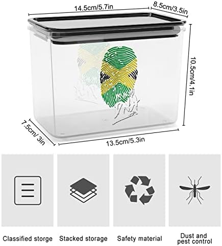 Bu Benim DNA Jamaikalı Gurur Saklama Kapları şeffaf plastik kapaklı kutu Yeniden Kullanılabilir Kutuları Mutfak Tahıl