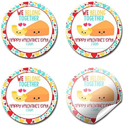Mac & Cheese Valentine Party Favor Sticker Labels for Kids, Amandacreation'dan 40 2 Parti Çemberi Çıkartması, Sınıf