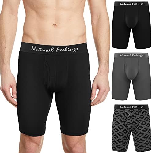 Doğal Duygular Erkek İç Çamaşırı Modal Boxer Külot 9 İnç Uzun Bacak Boxer Külot Erkekler için Paketi