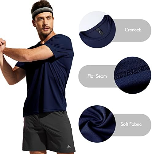 Haimont erkek Egzersiz kısa kollu tişörtler, Nem Esneklik Koşu Atletik Performans Polyester Gömlek Üst Tee