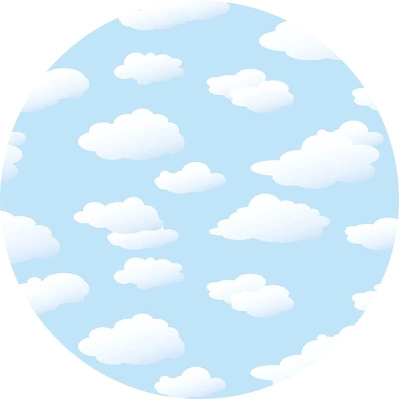 Leyiyi 7.2x7. 2ft Mavi Gökyüzü Beyaz Bulutlar Yuvarlak Zemin Erkek Doğum Günü Daire Zemin Kapak Açık Gökyüzü Göksel