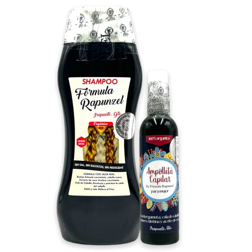 Yeni Eğrileri Kiti - 2 in 1 Formülü Rapunzel Paket / Hızlı Büyüme Saç Bitkisel Şampuan ( 16.9 oz) + Ampolleta Capilar