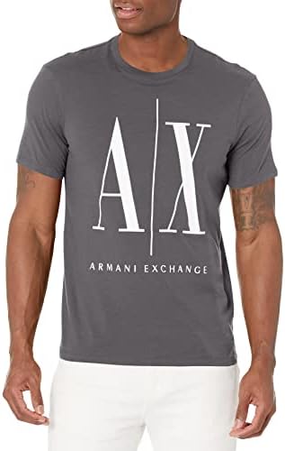 90'lı yıllardan kalma büyük Armani Exchange logosunu içeren mürettebat yakalı tişört.