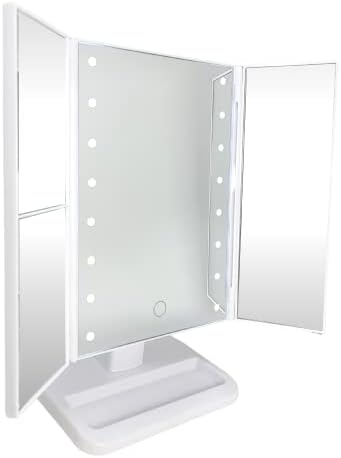 16 LED'li RUCCİ Üç Katlı Işıklı Makyaj Aynası 1X, 2X, 3X Büyütme